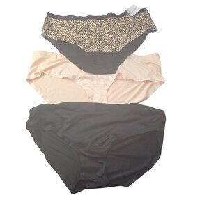 Just Be Plus Size 3X Hipster Panties*3 Pack Black*Leopard*Plus-size*Sissy*NWT